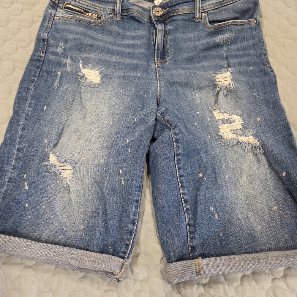 INC International Concepts Blue Distressed Denim Shorts